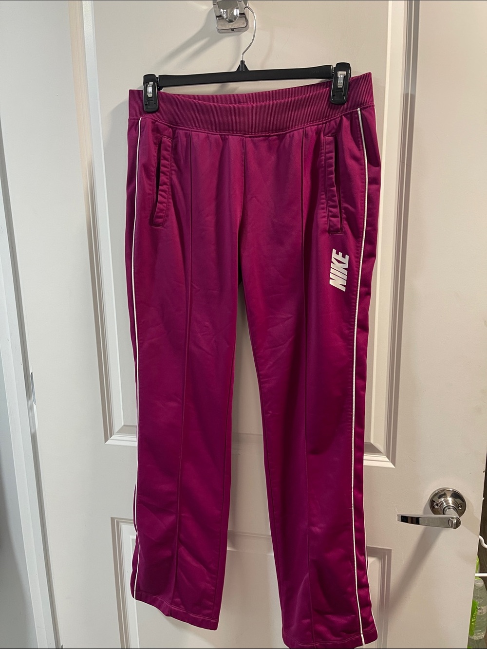Nike Women’s Raspberry Pink Track Joggers with White Piping